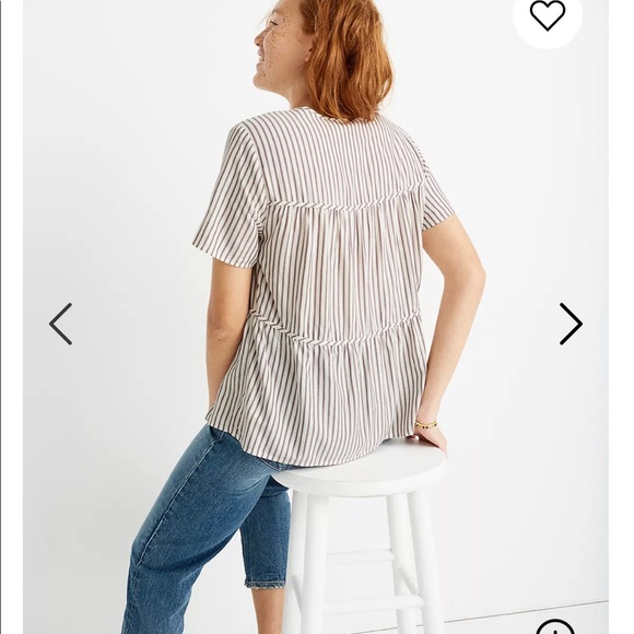 NWOT Madewell Seamed Popover Top, Dunfield Stripe - Picture 2 of 11